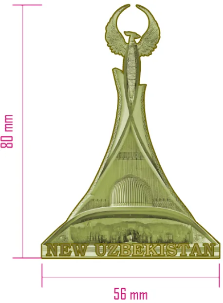 «New Uzbekistan» bronza rangli suvenir magnit
